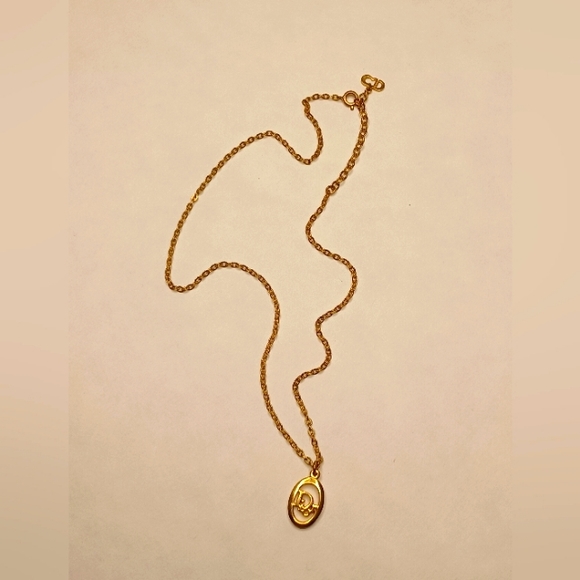 Christian Dior Oblique Logo Oval Pendant Chain Necklace - Picture 2 of 4